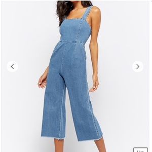 Forever 21 👖 Jean Jumper Romper jumpsuit One Piece Overalls square neck calf
